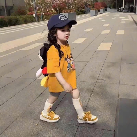 BT612- Bộ bé gái MiCKEY vàng quần legging xám