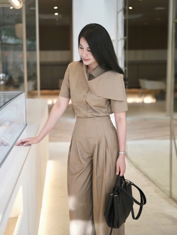 🌸Set731-  SET NÂU CỔ CÁCH ĐIỆU MIX QUẦN LY chất xược vân