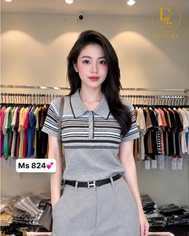 A794- Ao llên cộc kẻ nhỏ ngang ngực cổ Đức 4 màu