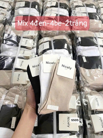 Combo 10 đôi tất cổ cao tăm Hàn 3 màu