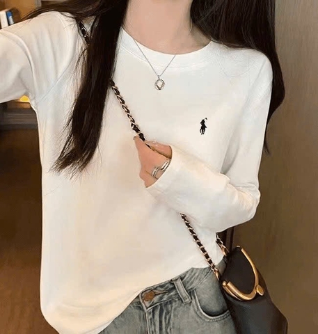 A408- Combo 3 áo thun dài tay thêu nâu trắng đen