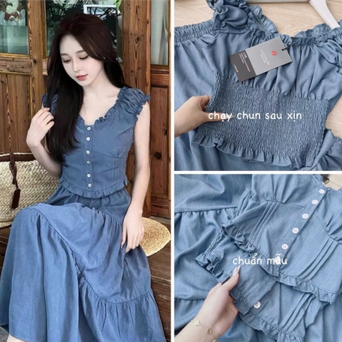 SeT982-set bồ giấy màu xanh CV mid chạy chun form thiết kế