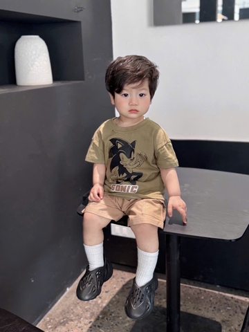 BT50- Bộ SONIC nâu áo cotton quần kaki co giãn