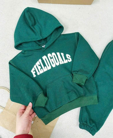 BN221-Bộ nỉ bông GOALS rêu có 2 lớp né trai VNXK