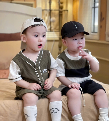 CB255-Combo 2 bộ viền tắng rêu be trai chất tổ ong loại đẹp