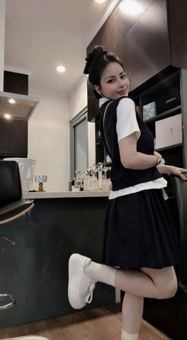 🌿SET499- Set VÁY CV DÚM XÒE 3 TẦNG mix áo dài tay