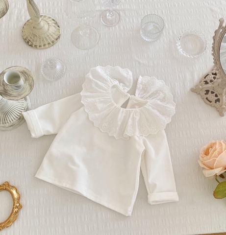 CB053- Combo 2 áo trắng dài tay basic trẻ em VNXK