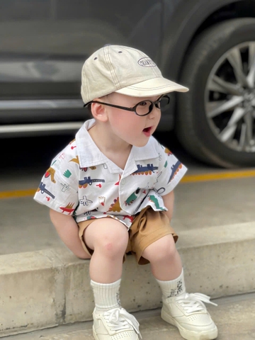 BT460- bộ áo sơ trang mi khủng long quần kaki màu be