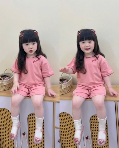 Bt783-Set 3 bộ cộc tay hồng bé gái 9-25kg