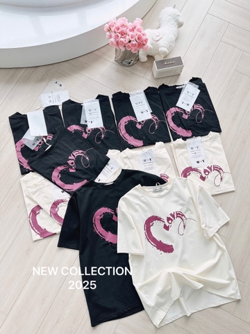 A207-ÁO thun suông trái tim Love 2 màu hàng quảng châu