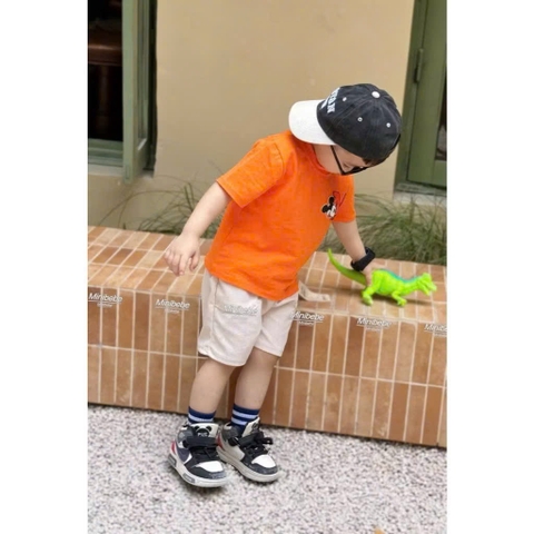 bt571- Bộ mcikey cam quần cua tổ ong màu be