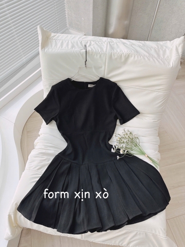 ☘️ dam160- VÁY ĐEN XẾP LI PHỐI LI dáng ôm🌷