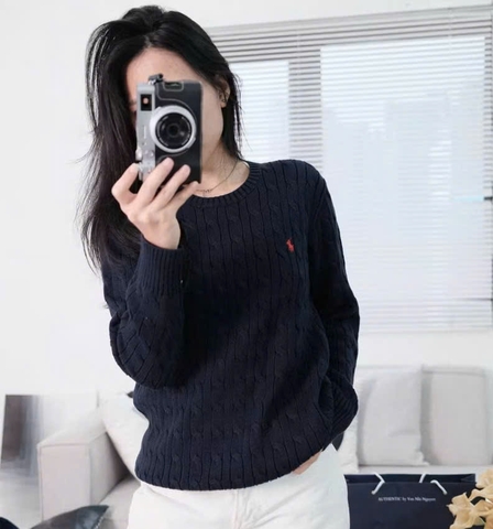 A394- Áo len thừng cổ tròn xanh than hàng nhà máy đủ tem mác