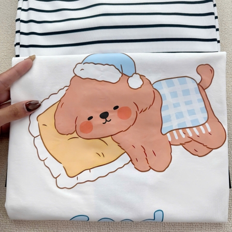 SET1020-Set quần áo đôi mẹ con vải cotton áo cộc quần dài kẻ