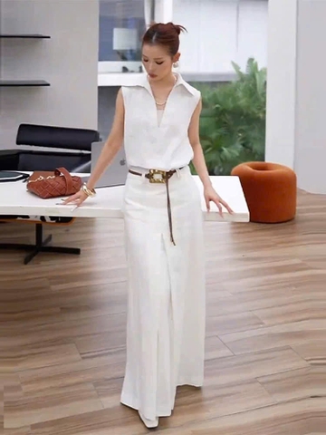 SET578- Set kẻ xanh cộc đính hoa nổi viền ren chân chất kẻ mát