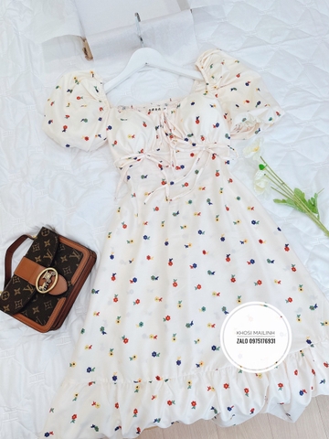 ĐẦM HOA CÚP NGỰC CHUN SAU ĐUÔI CÁ HOẠT TIẾT THÊU