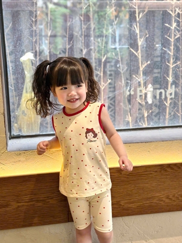 CB311- Combo 3 bộ trắng bi viền đỏ bé gái mix legging chất cotton