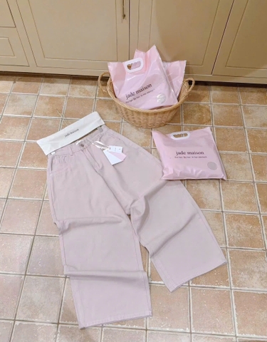 QUAN119- Quần JEANS suông hồng JADEMAISON kèm túi xách