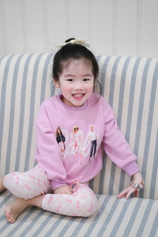 BN191- Bộ nỉ in babies tím nhạt mix legging bé gái VNXK