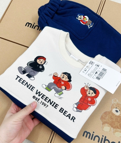 BN181 (9-26kg) Bộ thu đông dài tay bé trai TENNI phối xanh xám VNXK