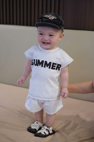 CB262-Combo 2 bộ SUMMER đen trắng trẻ em chất coton 2 chiều
