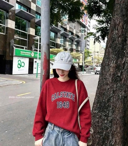 A724-Áo nỉ đỏ thêu hãng BNBB tặng kèm túi xách