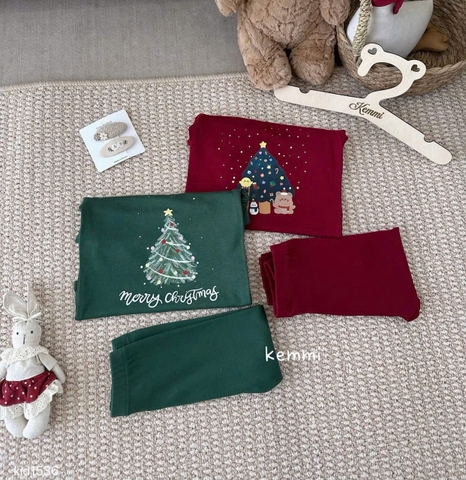 Bt770- Combo 2 bộ zip Noel xanh-đỏ dài tay hoạ tiết in