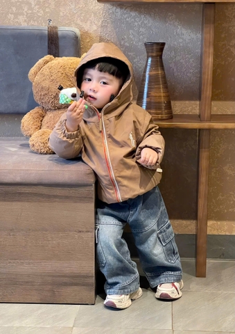 AOKID04-Áo gió trẻ em 2 lớp ló lông có mũ 3 màu