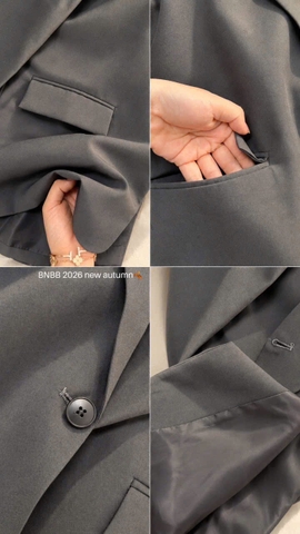 A770- Áo blazer đen xám đủ túi BNBb
