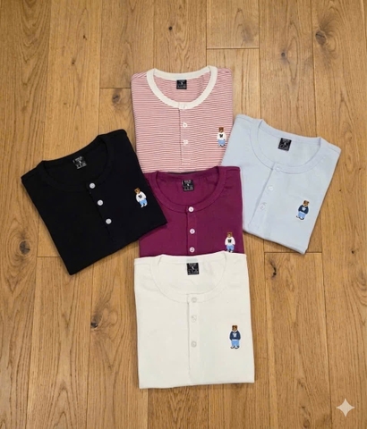 A581- Áo xuất thêu gấu cúc trước có tem gáy 4 màu