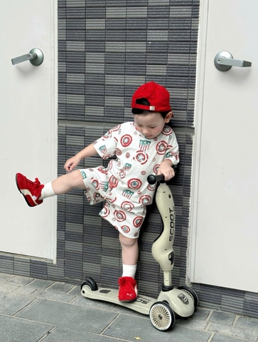 BT857-COMBO 2 bộ thun cộc tay Nhện Đỏ trắng cho bé 9-25kg