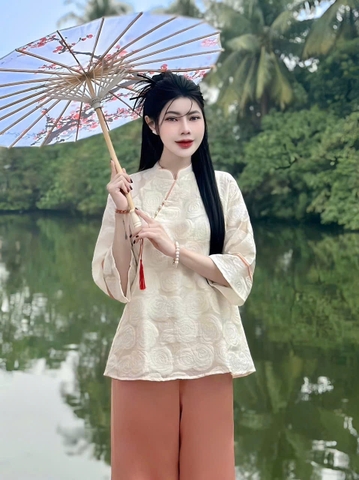 SET441-SET PHÁP PHỤC HOA HỒNG VIỀN 2 LỚP