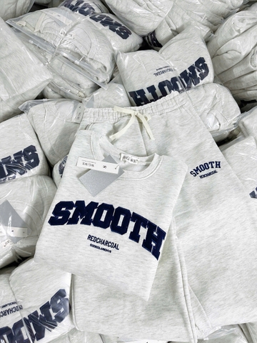 Set809 Bộ mặc nhà áo nỉ màu xám phối quần bo ống