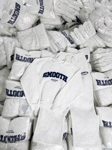 Set809 Bộ mặc nhà áo nỉ màu xám phối quần bo ống