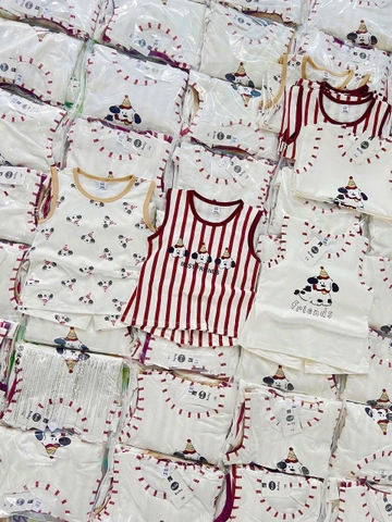 CB313- Combo 3 bộ cover Honey  cotton viền đỏ balo quần cộc