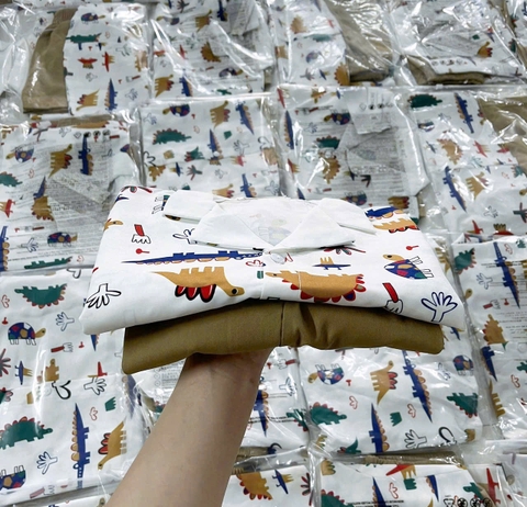BT460- bộ áo sơ trang mi khủng long quần kaki màu be