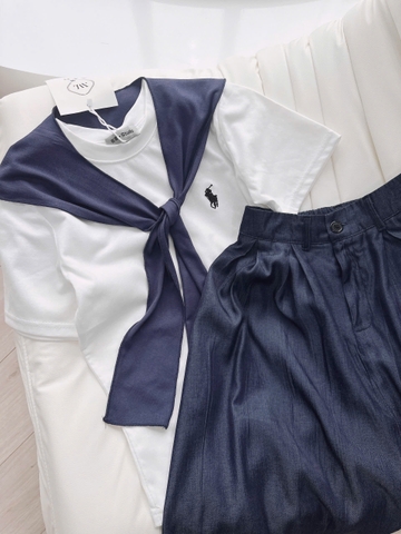 🍀SET510 -nSET CHÂN VÁY LY XANH  PHỐI ÁO CT KÈM PHỤ KIỆN 🌷