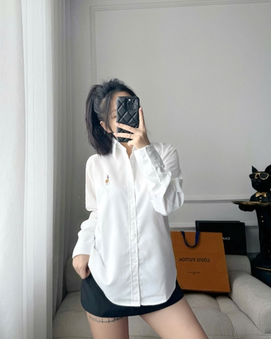 A199-Áo sơ mi cổ đức dài tay thêu NGỰA full tem 3 màu