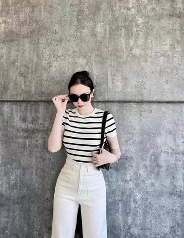 A257- Áo len cộc tay cổ tròn full tem 4 màu hàng nhà máy