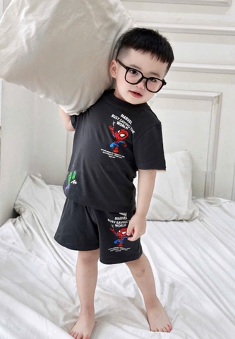 ✌🏻CB332- Combo 2 bộ cotton đỏ xám in siêu nhân dáng cộc