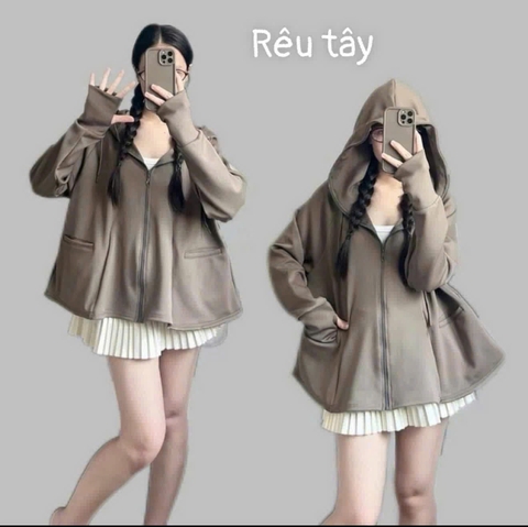 a215-Áo chống nắng chất UMI dẻo mềm,mũ to 6 màu freesize