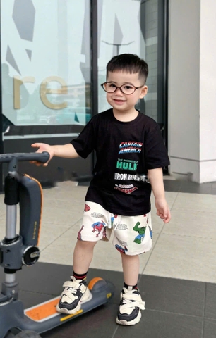 BT274-Bộ khủng lồ xanh HUK đen trắng bé trai in cao cấp