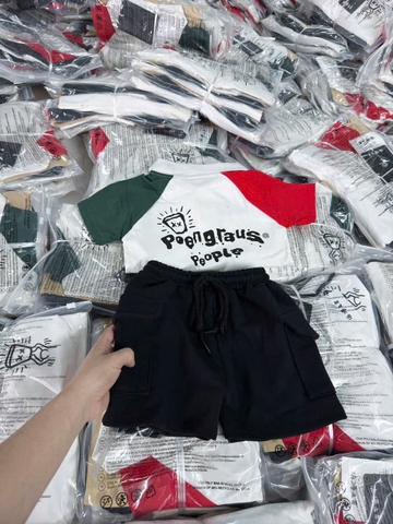 BT305-Bộ áo polo phối tay mix quần jeans bé trai chất mềm