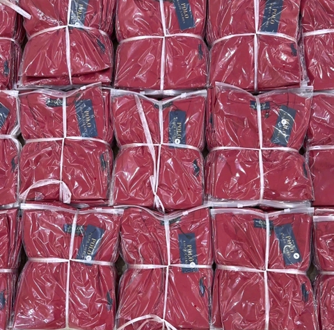 A513-Áo thun đỏ cộc tay cổ V thêu ngựa