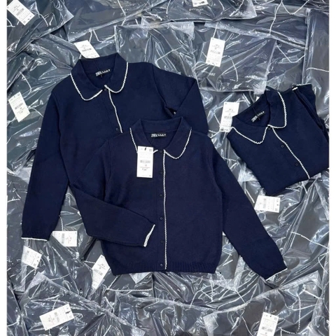 A444- Áo len xanh viền trắng nhà máy full tem