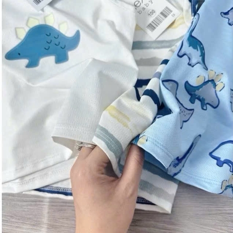 CB238-  Combo 3 bộ thông hơi ba lỗ trắng xanh in khủng long
