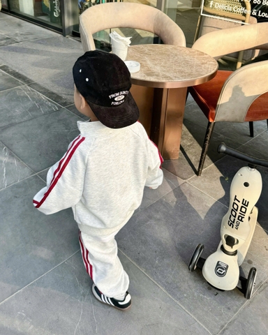 BT756- Bộ nỉ haida khoá kéo màu xám cho bé trai 9-25kg