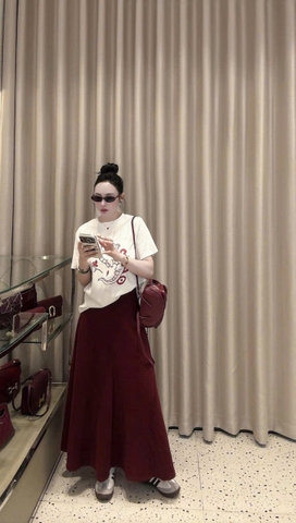 ☘️SET484-SET BỘ CV ĐỎ mix áp coton trắng in rông