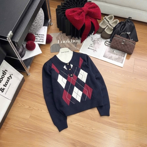 A463- Áo len kẻ trám 4 màu full tem dày dặn