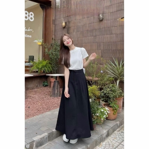 ☘️SET580- SET CHÂN VÁY TÍM THAN MIX ÁO THÊU 🌿